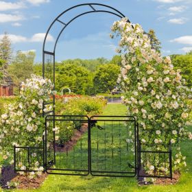 7.2ft Black Curved Roof With Door And Planting Frame, Iron Art 16mm Pipe, Iron Arch, Courtyard