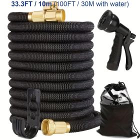 Retractable Garden Water Hose Set 100 In - 1 Pack (Color: Black)